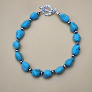 Turquoise and Sterling Navajo Pearls Bracelet